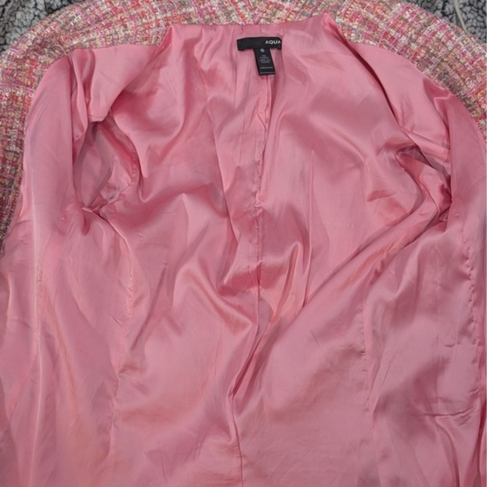 Aqua Pink Gold Tweed Double Breasted Blazer Jacket Size XS - Picture 7 of 16